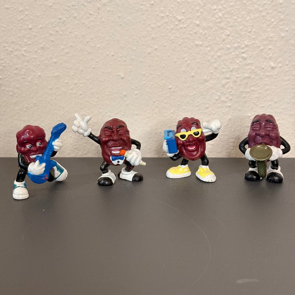 California Raisins PVC Figures‎ Unisex OS Purple Good Vintage 80s Toy Set 4pc